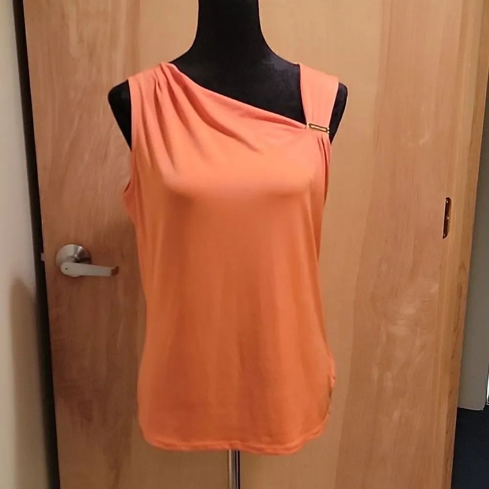 Michael Kors orange asymmetrical tank top size med